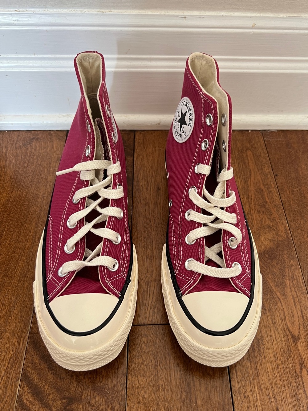 Converse High Top Sneakers in Red and Cream